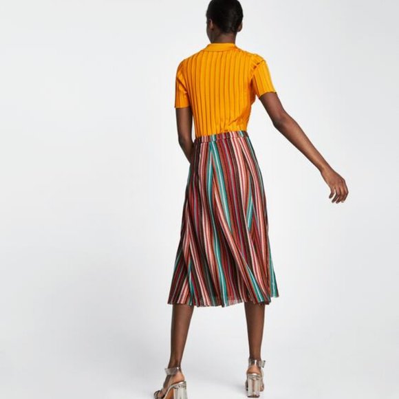 Zara Knit Multicolored Striped Midi Skirt - Picture 2 of 7